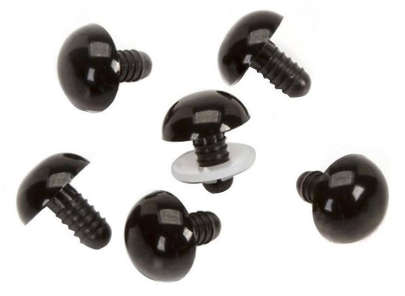 ASTRQLE 50PCS 18MM 0.7"" Black Plastic Solid Safety Eyes with Washer for Bear Doll Craft Puppet Plush Animal Stuffed Toys DIY Sewing - Image 1